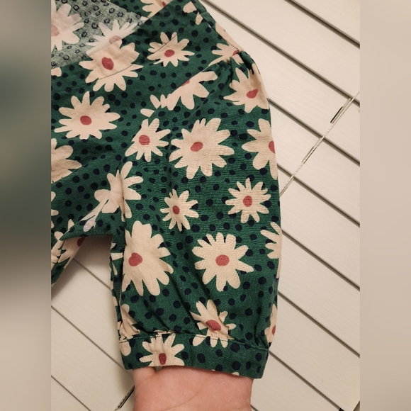 Princess Highway Floral Green Linen Dress With Daisy's. Size 6 Cottagecore! - Picture 3 of 12
